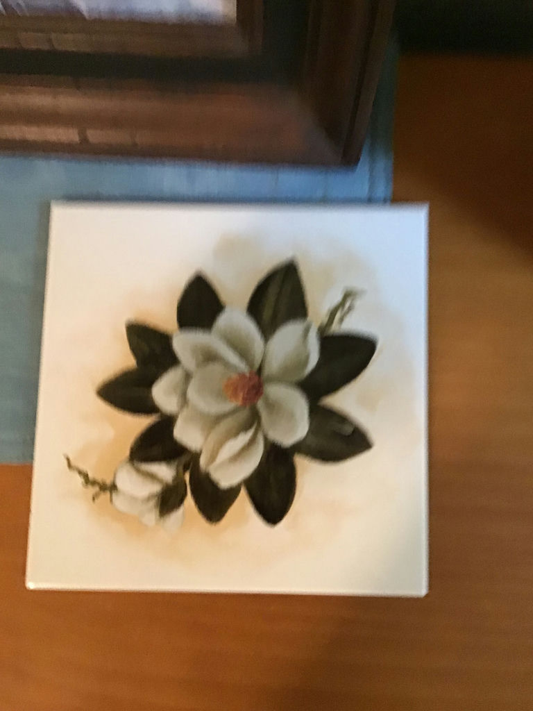 Framed Portrait Print and Decorative Floral Tiles - image 3 of 4