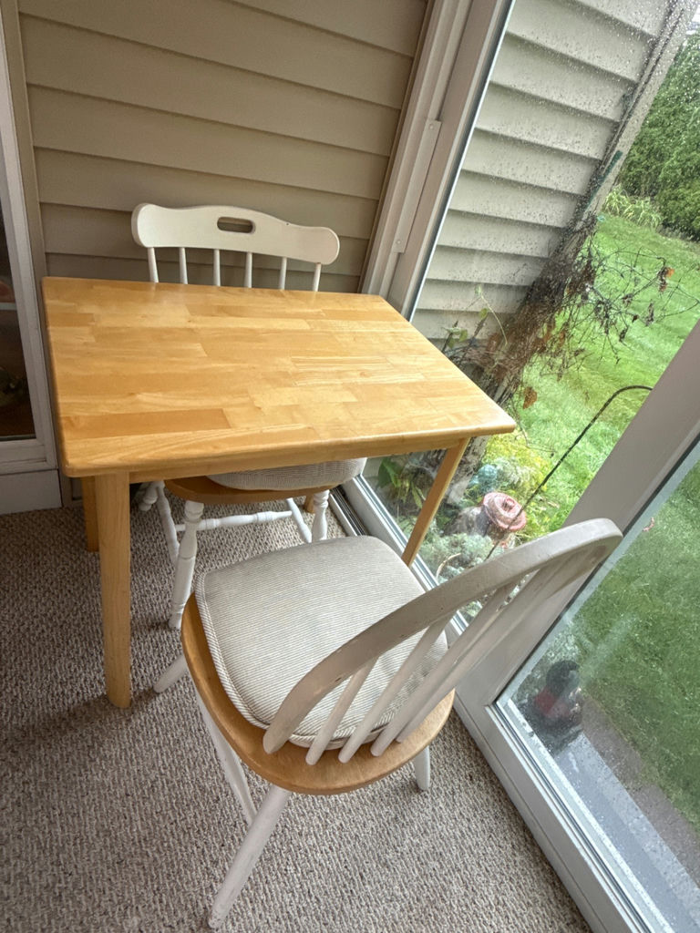 Wooden Table and Two Chairs - image 1 of 4