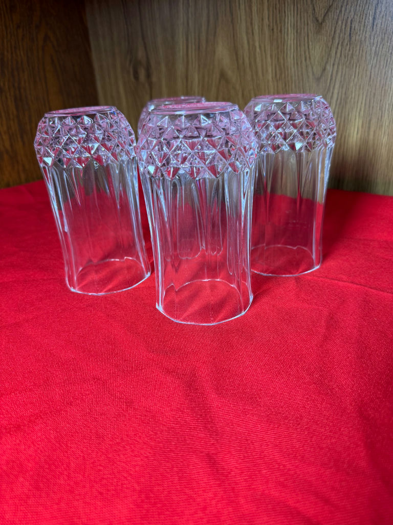 Set of Four Clear Patterned Drinking Glasses - image 2 of 3