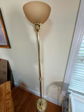 Brass Floor Lamp with Frosted Glass Shade - thumbnail 1 of 3