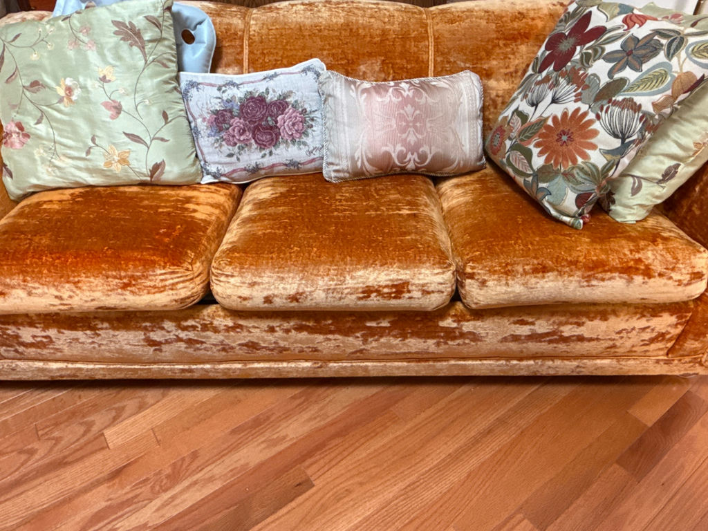 Velvet Sofa with Decorative Pillows - image 2 of 2