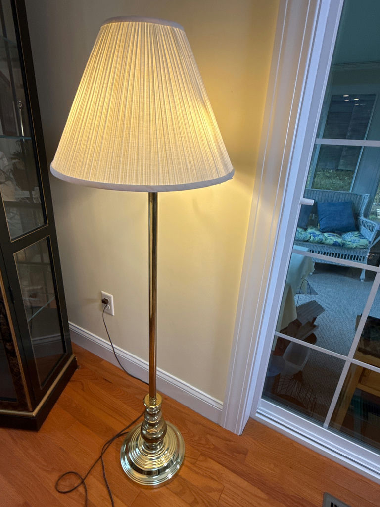 Brass Floor Lamp with Fabric Shade - image 1 of 1