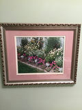 Framed Floral Print and Decorative Painted Pan - thumbnail 1 of 4