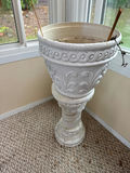 White Decorative Pedestal Planter - thumbnail 1 of 2