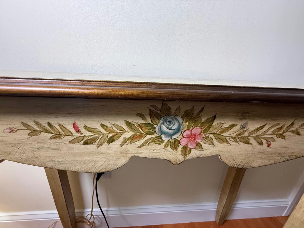 Hand-Painted Floral Console Table - image 4 of 4