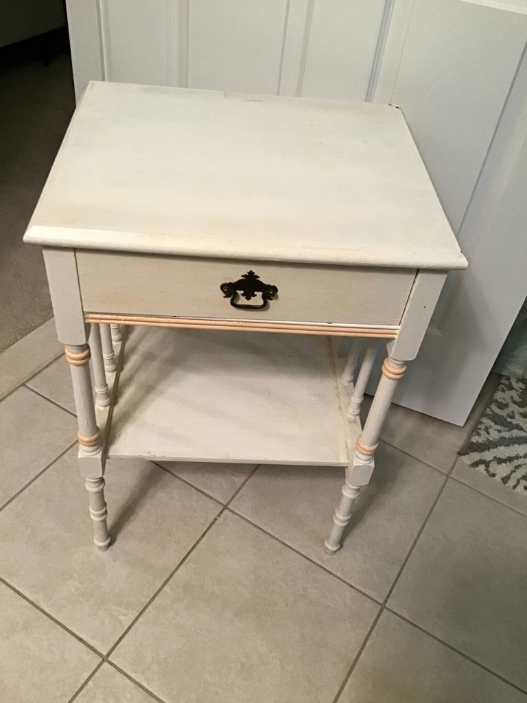 White Wooden Side Table with Drawer and Shelf - image 1 of 3