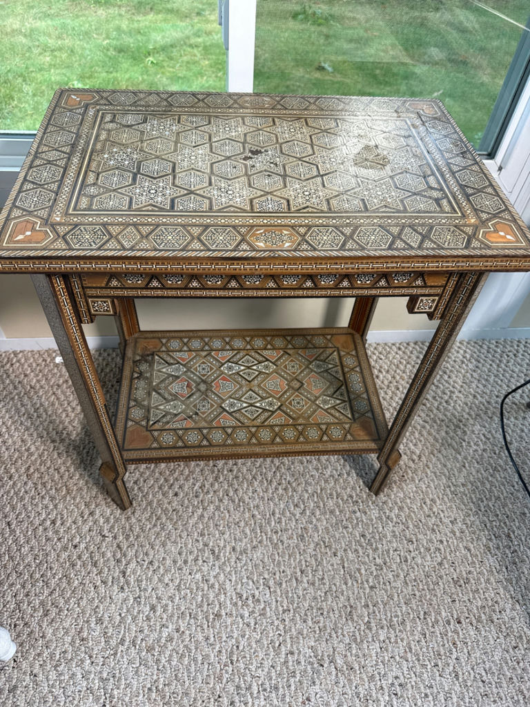 Decorative Inlaid Wood Side Table - image 2 of 3