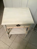 White Wooden Side Table with Drawer and Shelf - thumbnail 2 of 3