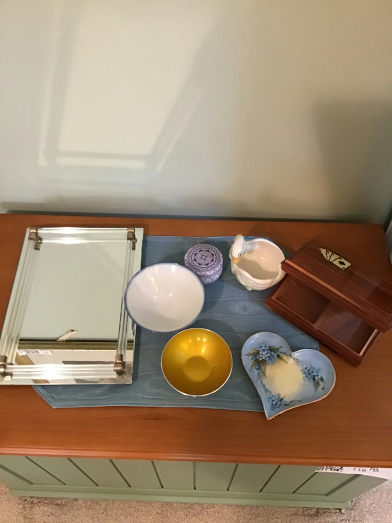 Decorative Mirror, Bowls, Trinket Dish, and Wooden Box - image 1 of 1