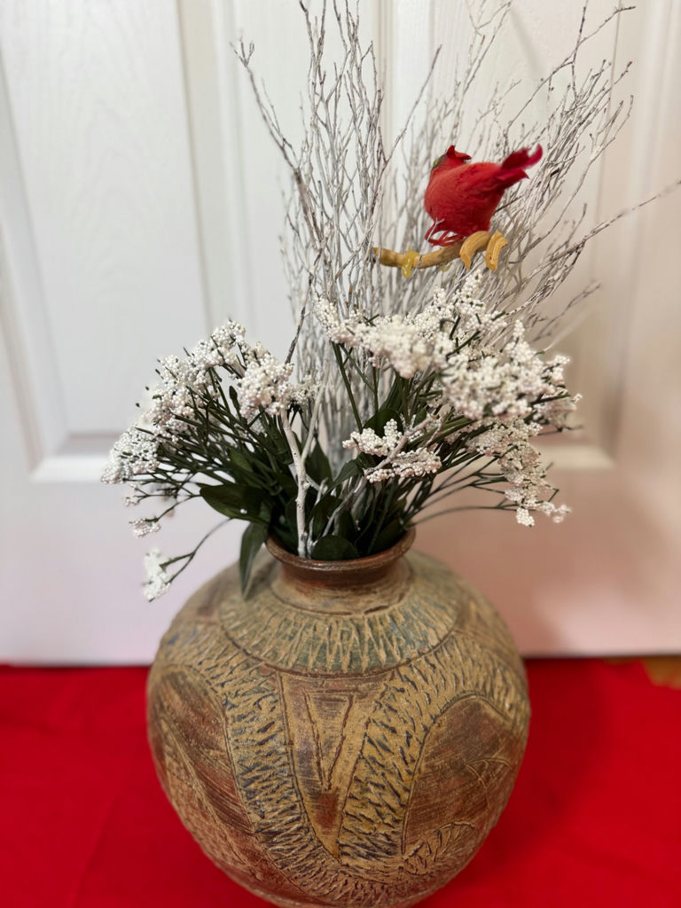 Decorative Ceramic Vase with Artificial Floral Arrangement - image 1 of 2
