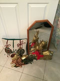Decorative Mirror, Holiday Pillow, and Gold Reindeer Figurines - thumbnail 1 of 1