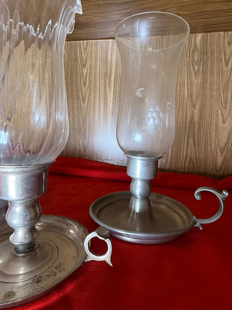 Set of Three Pewter and Glass Candle Holders - image 2 of 3