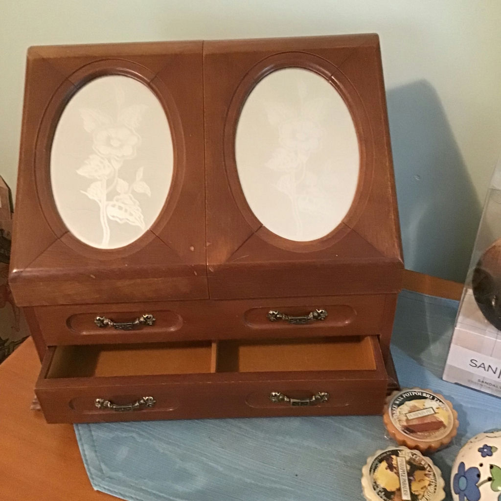 Wooden Jewelry Box and Assorted Decorative Items - image 1 of 3