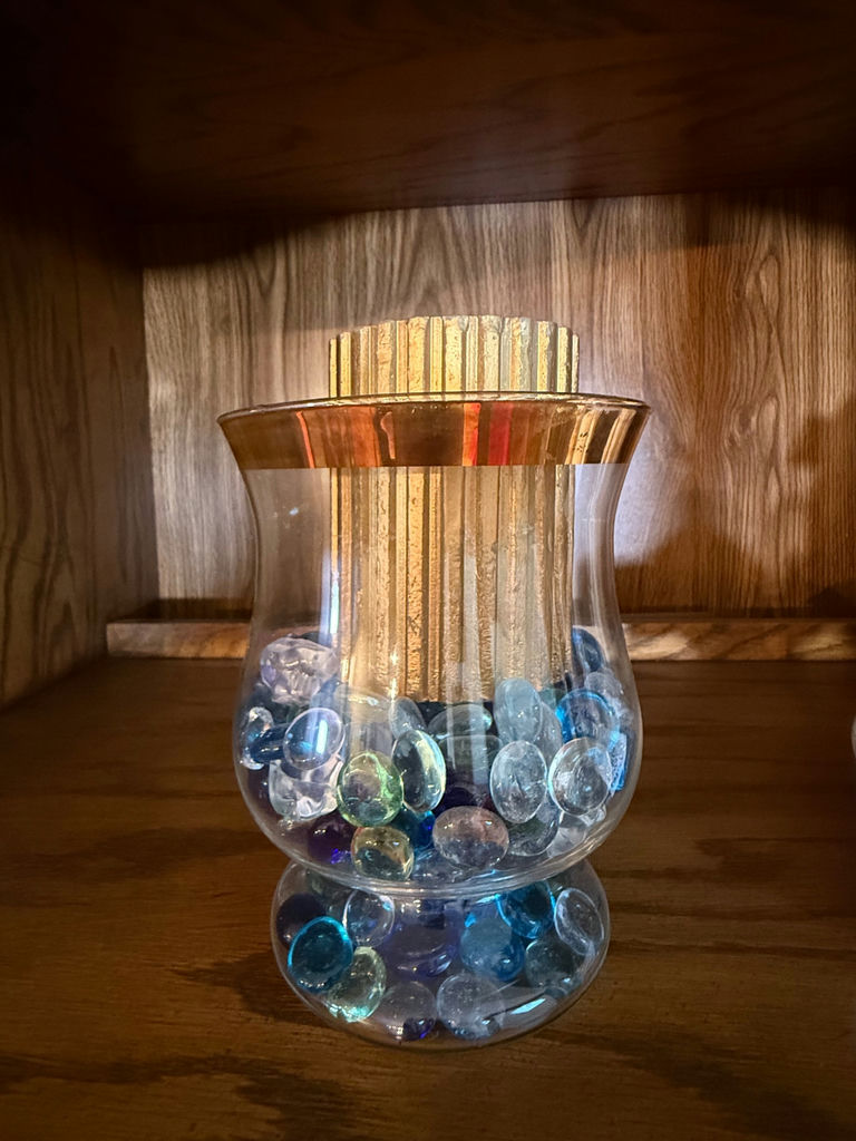 Glass Vase with Decorative Glass Stones and Pillar Candle - image 2 of 3