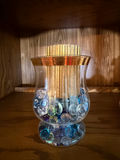 Glass Vase with Decorative Glass Stones and Pillar Candle - thumbnail 2 of 3