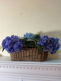 Wicker Basket with Blue Artificial Hydrangeas - thumbnail 1 of 2