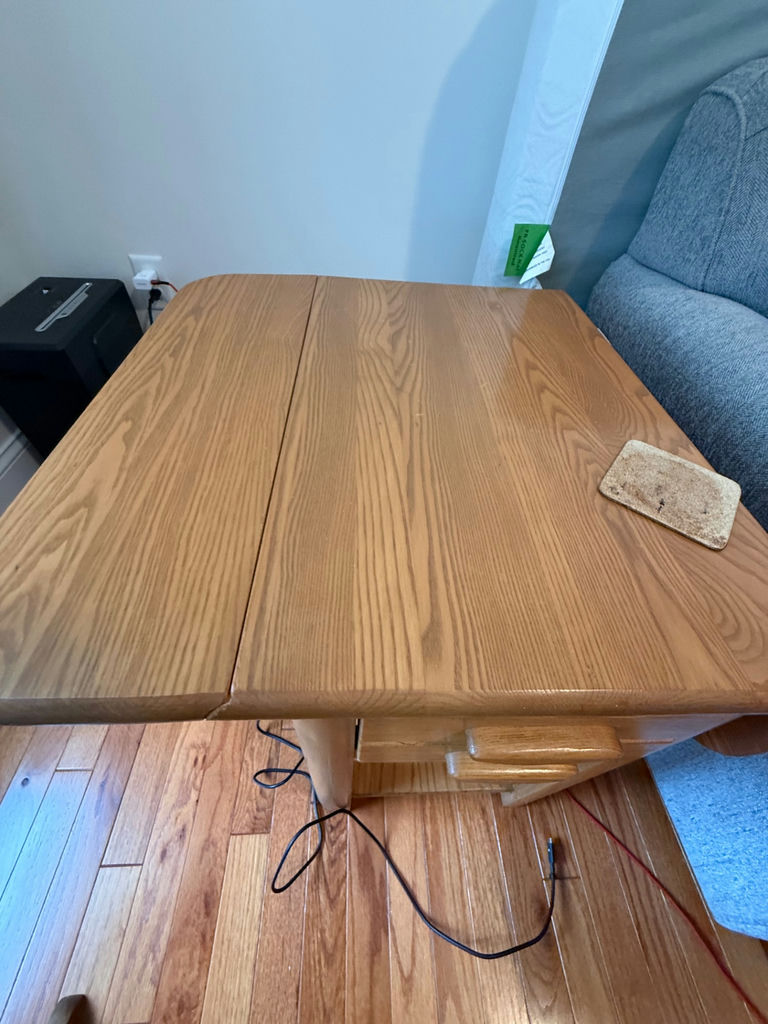 Wooden Side Table with Drop Leaf and Drawer - image 3 of 3