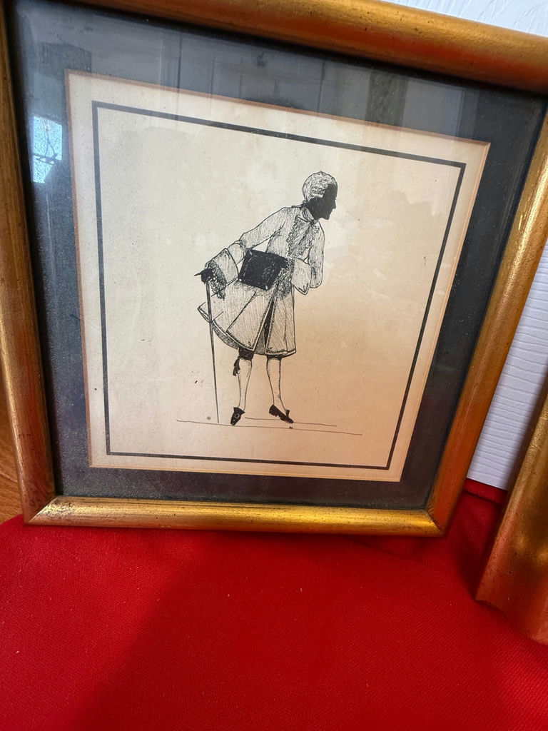 Set of Three Framed Black and White Costume Illustrations - image 3 of 6