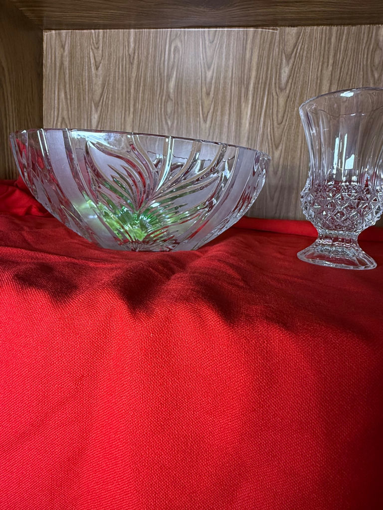 Clear Glass Decorative Bowl and Pedestal Vase - image 1 of 4