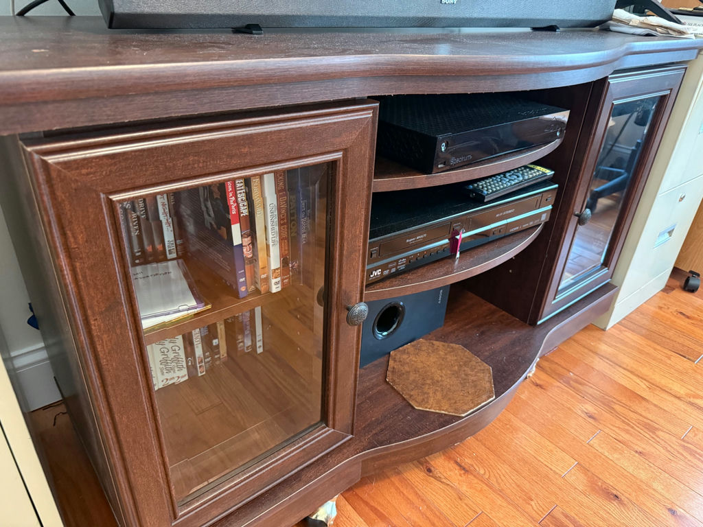 Wood Media Console Cabinet with Glass Doors - image 1 of 3