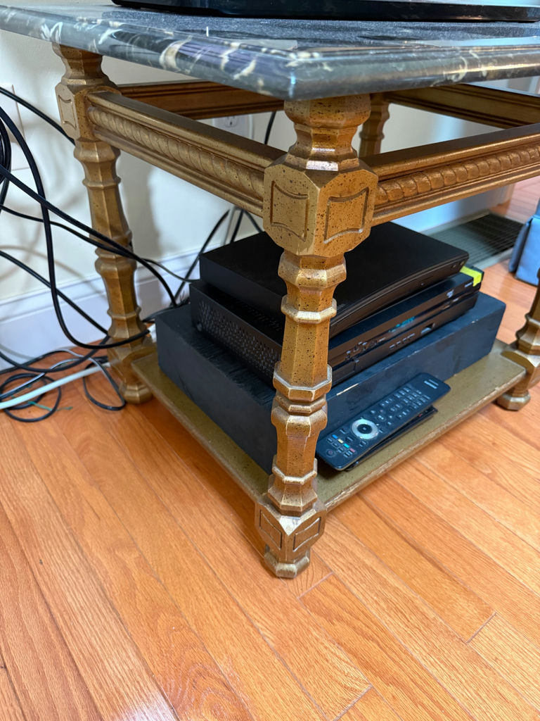 Wood End Table with Faux Marble Top - image 2 of 3