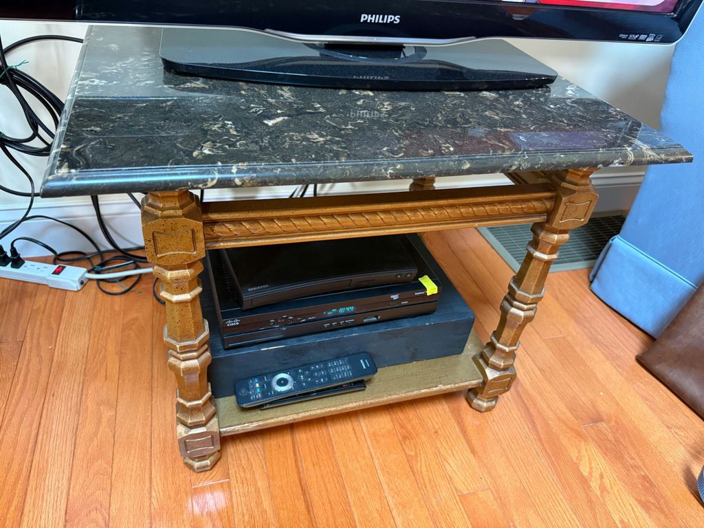 Wood End Table with Faux Marble Top - image 1 of 3
