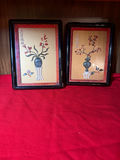 Pair of Asian Style Floral Framed Wall Art Pieces - thumbnail 1 of 6