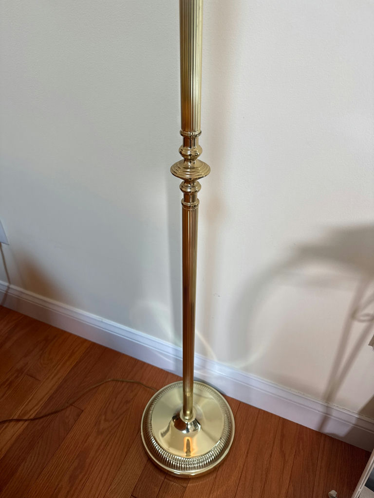 Brass Floor Lamp with Frosted Glass Shade - image 3 of 3
