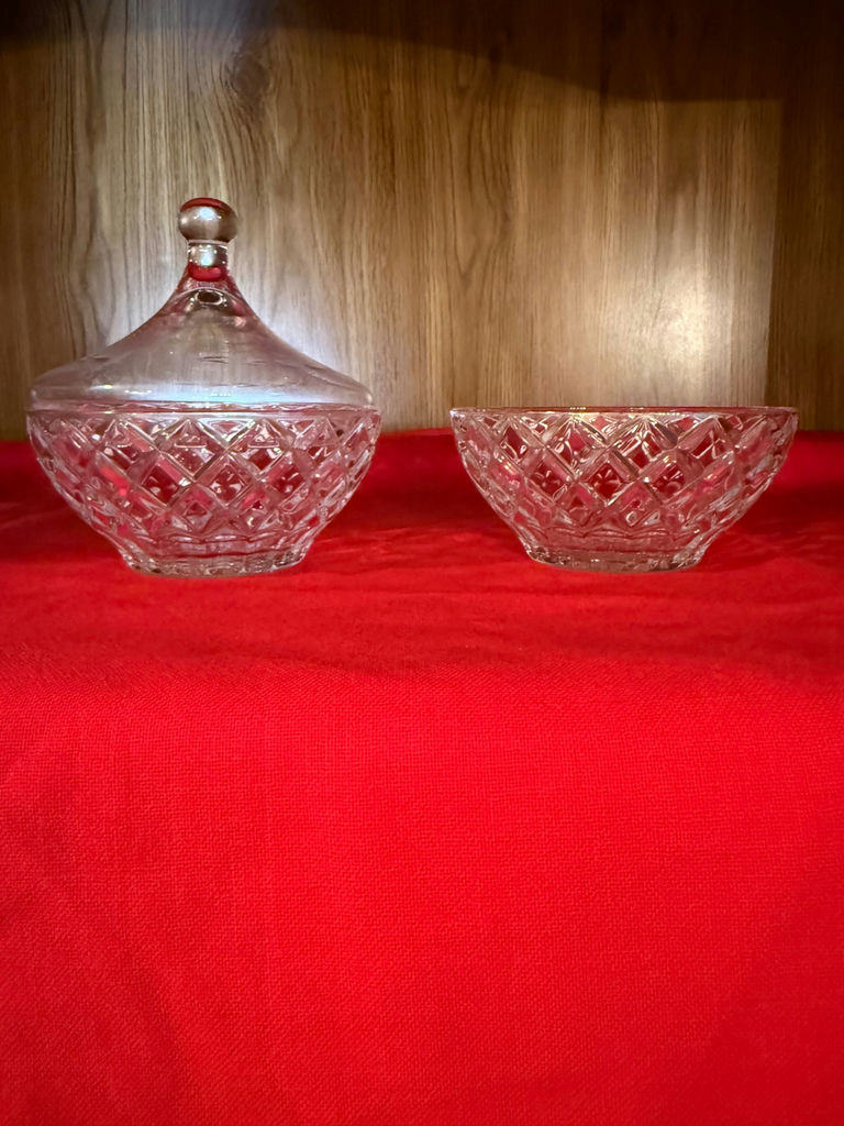 Cut Glass Covered Dish and Bowl - image 1 of 2
