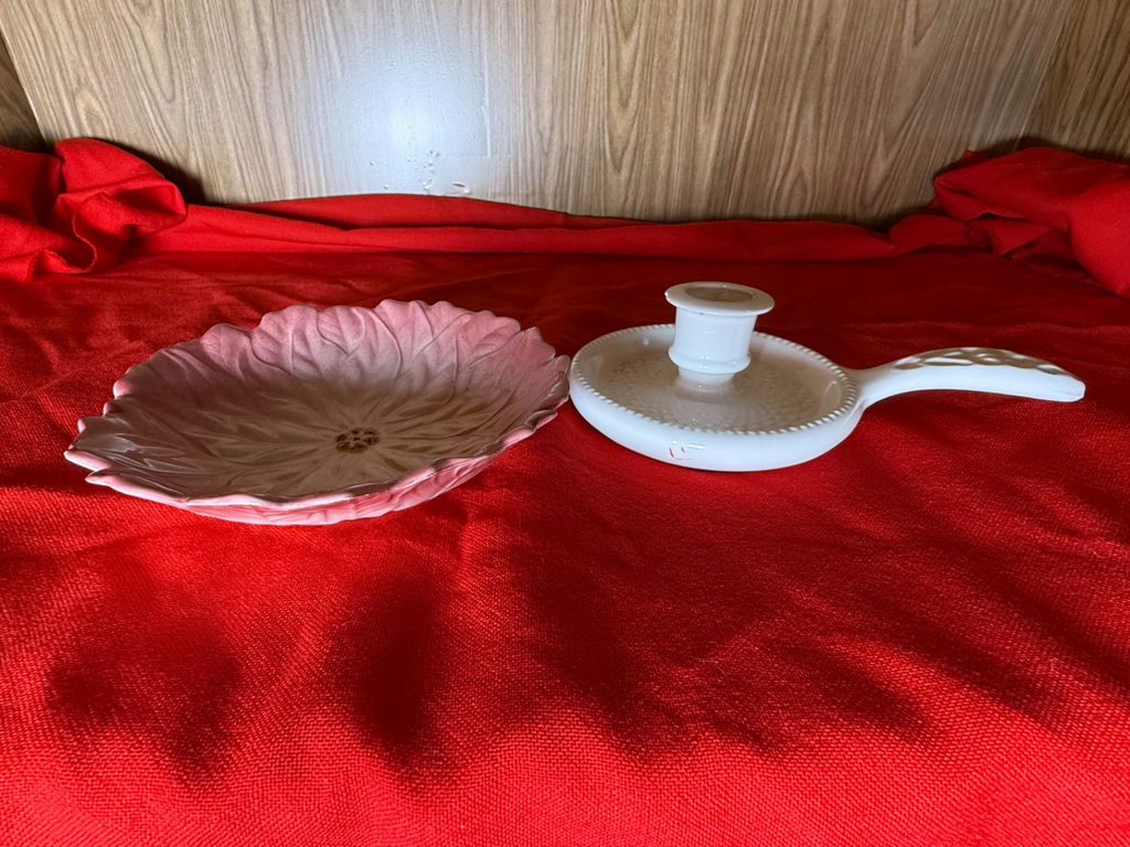 Ceramic Decorative Bowl and White Glass Candle Holder - image 1 of 5
