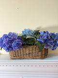 Wicker Basket with Blue Artificial Hydrangeas - thumbnail 2 of 2