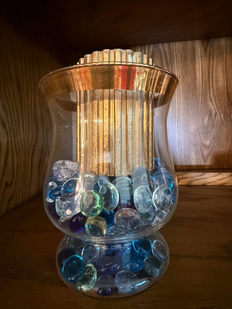 Glass Vase with Decorative Glass Stones and Pillar Candle - image 1 of 3