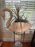 Ceramic Swan Planter with Metal Stand - thumbnail 2 of 2