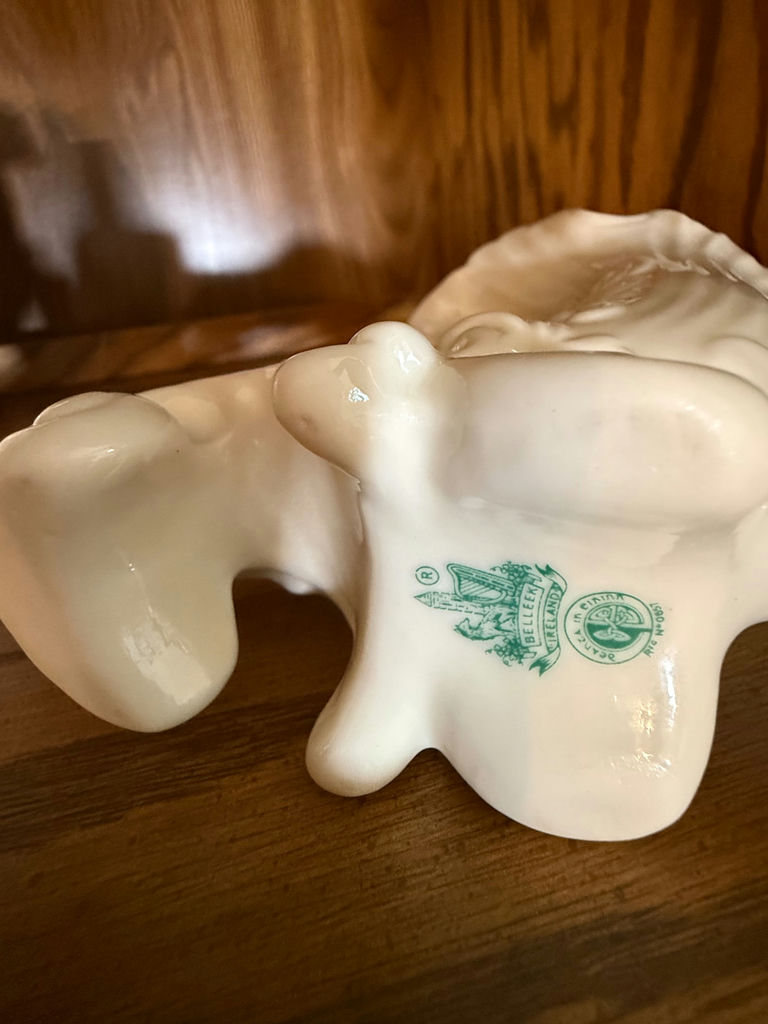 Belleek Porcelain Vase with Rabbit Figurines - image 3 of 3
