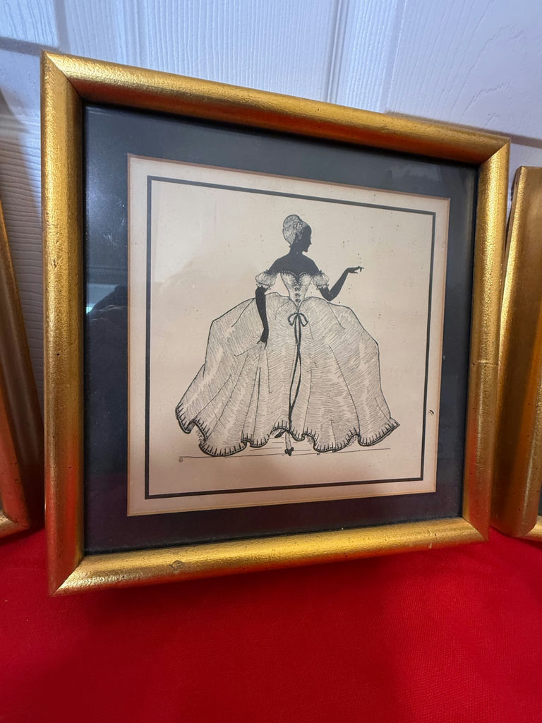 Set of Three Framed Black and White Costume Illustrations - image 2 of 6