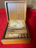 Wooden Box with Bird Design Coasters - thumbnail 2 of 3