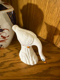 Porcelain Swan Figurines, Cut Glass Vase, and Floral Ceramic Vase - thumbnail 2 of 5