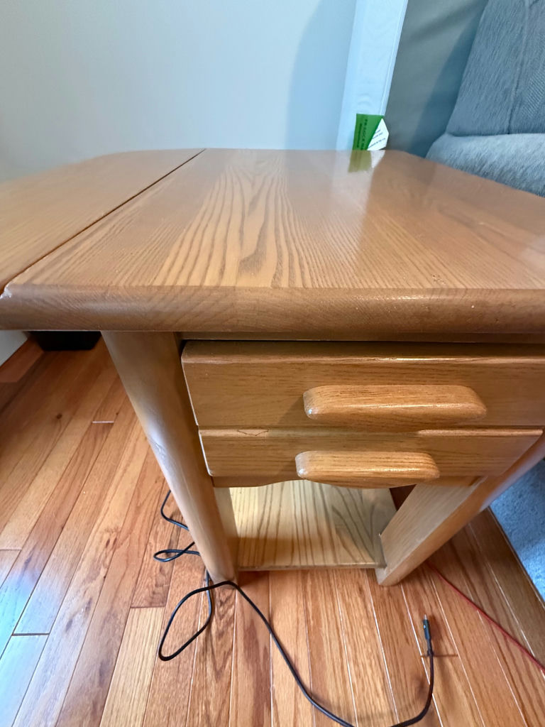 Wooden Side Table with Drop Leaf and Drawer - image 1 of 3
