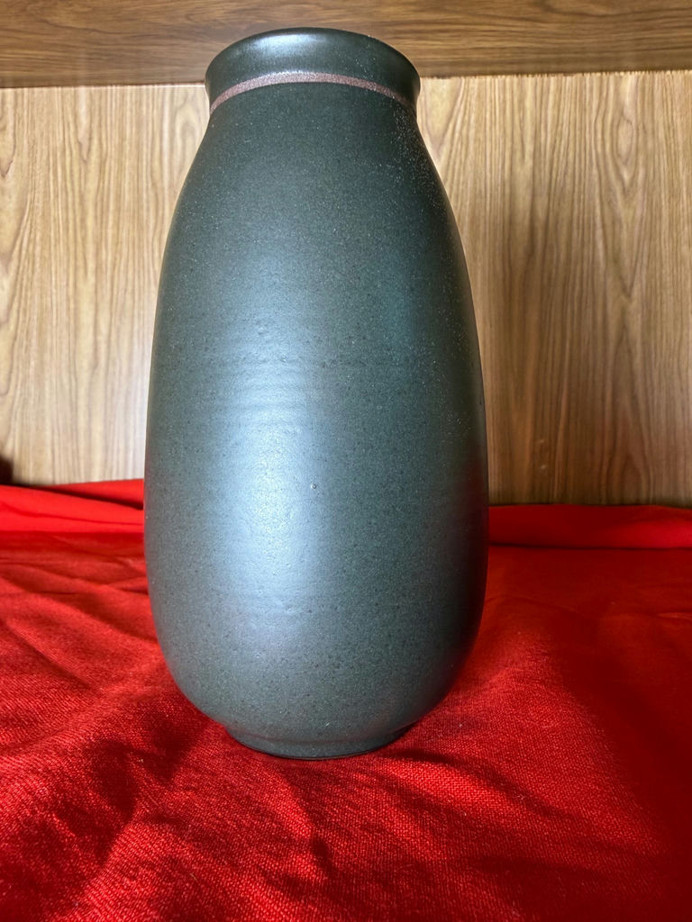 Black Ceramic Vase with Leaf Design - image 2 of 3