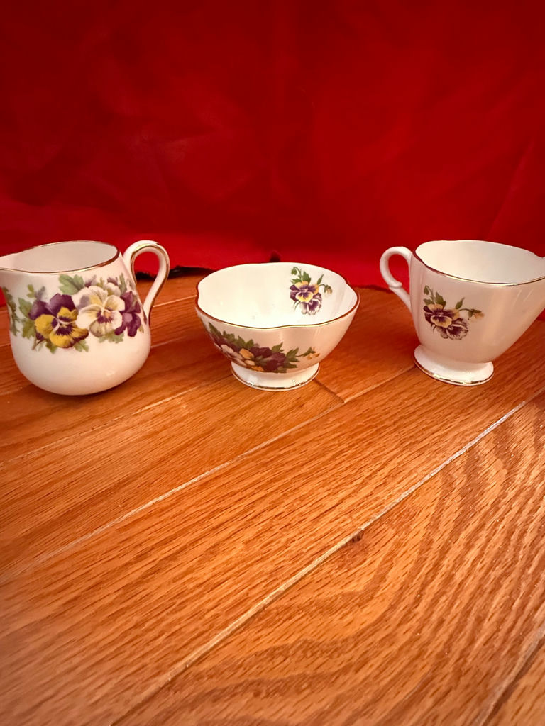 Clarence Bone China Floral Creamer, Bowl, and Cup - image 1 of 4