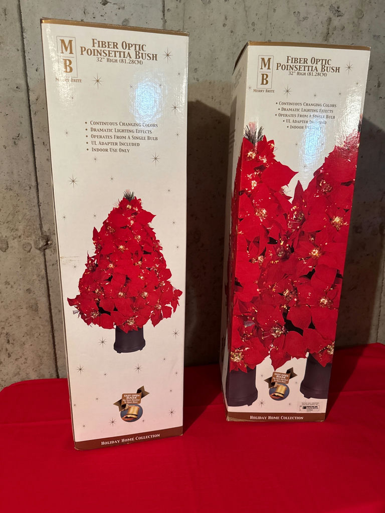 Fiber Optic Poinsettia Bush Decoration (Two Boxes) - image 1 of 2