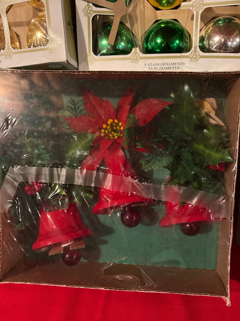 Assorted Christmas glass ornaments and poinsettia arrangement - image 4 of 4