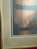 Framed landscape art with silhouetted trees and fence - thumbnail 2 of 3