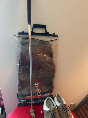 Golf travel bag, clubs, shoes, and training device - Image 1 of 5