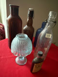 Collection of vintage glass bottles and blue etched glass ornament - thumbnail 2 of 3