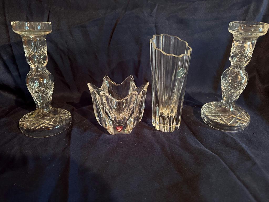 Crystal glassware: Waterford , Lenox and Orrefors candlesticks, vase, and decorative bowl - image 2 of 5