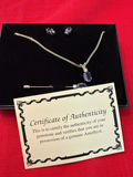Amethyst jewelry set with necklace and earrings and stickpin - thumbnail 2 of 3
