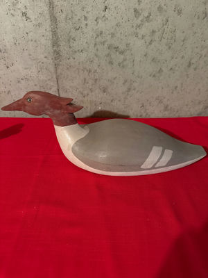 Hand-carved wooden duck decoy (Common Merganser) - Image 1 of 2