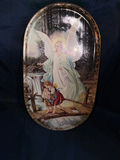 Angel-themed decorative plate, crucifix in box, and German-inscribed porcelain tray - thumbnail 2 of 4