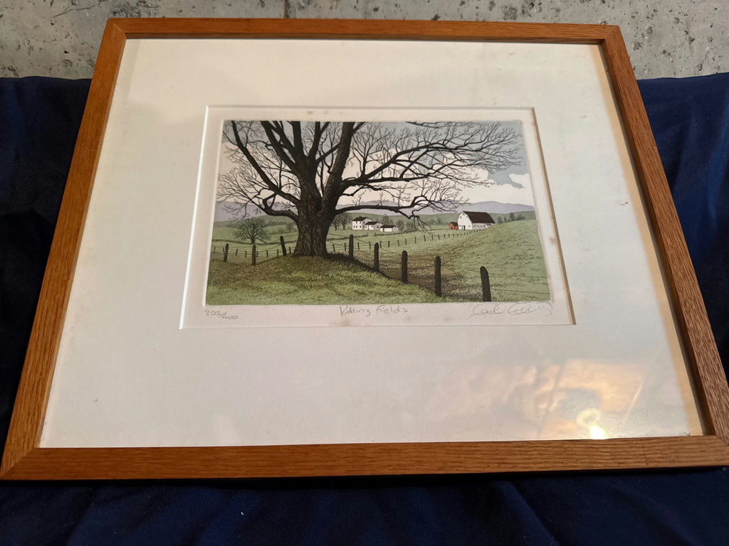 Carol Collette - Framed landscape art print with large tree and fence - image 1 of 3